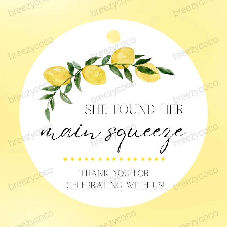 She Found Her Main Squeeze Favor Tags - Lemon Bridal Shower Tags ...