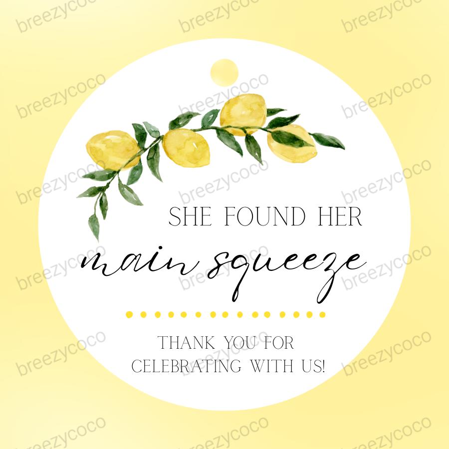 She Found Her Main Squeeze Favor Tags - Lemon Bridal Shower Tags ...