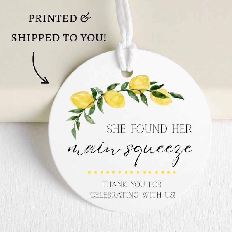 She Found Her Main Squeeze Favor Tags - Lemon Bridal Shower Tags ...