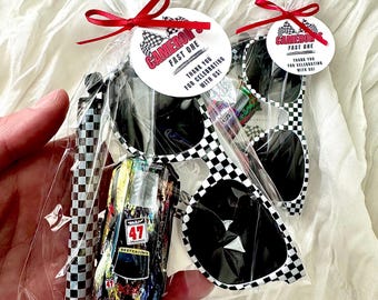 Fast One Race Car Themed Goodie Bags – Personalized Kids First Birthday Party Favors, Assembled and Ready to Gift