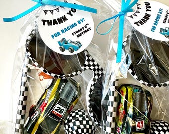 Race Car Themed Goodie Bags – Personalized Kids Birthday Party Favors, Assembled and Ready to Gift