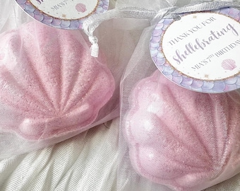 Mermaid Seashell Bath Bomb Favors | Under the Sea Party Favors | Thank You for Shellebrating Favors | Kids Sea Birthday Favors