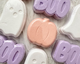Halloween Bath Bombs - Ghost Bath Bomb - Pumpkin Bath Bomb - Kids Halloween Boo Basket Stuffers - Small Halloween Gifts