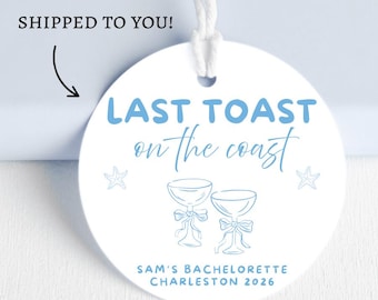 Last Toast on the Coast Favor Tags – Beach Bachelorette Party, Printed