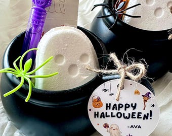 Halloween Cauldron Party Favor - Personalized Halloween Goodie Bag - Candy Free Classroom Halloween Gift - Kids Boo Basket