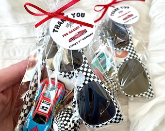 Race Car Themed Goodie Bags – Personalized Kids Birthday Party Favors, Assembled and Ready to Gift