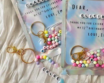 Personalized Keychain Kit Party Favor, DIY Keychain Making Kit for Kids, Birthday Party Sleepover Activity, Personalized Craft Kit, Ages 6+