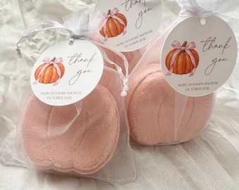 Little Pumpkin Girl Baby Shower Party Favor - Pumpkin Bath Bomb Favors - Pumpkins and Bows Baby Shower Favors
