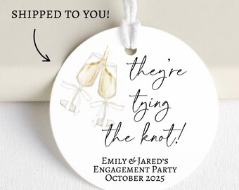 They're Tying the Knot Favor Tags - Champagne Engagement Party / Bridal Shower Tags - Printed & Shipped