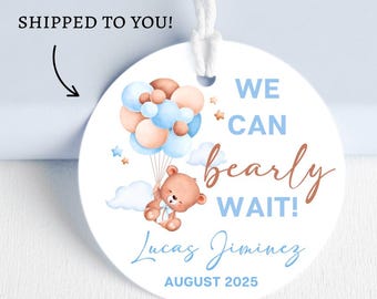 Etichette per bomboniere "We Can Bearly Wait" - Etichette per baby shower a tema orso - Stampate e spedite
