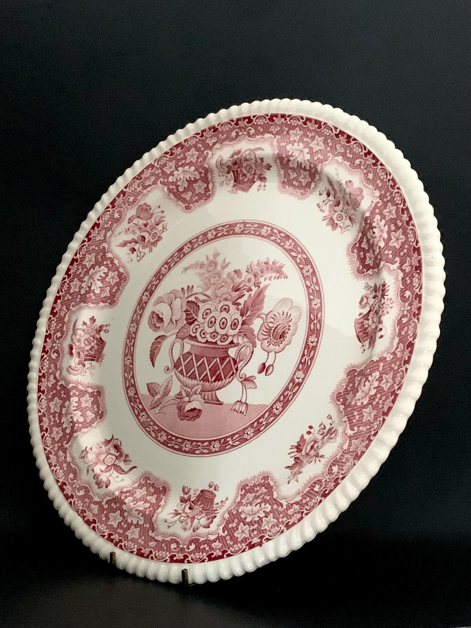 Vintage England Copeland Spode Round Pink Basket Earthenware 15 Inches ...