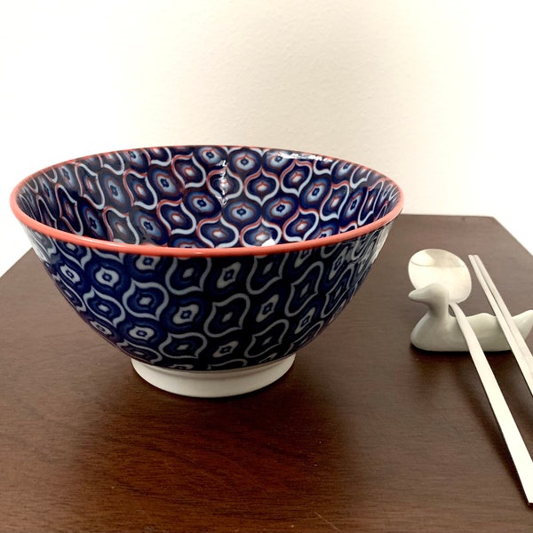 Set of 2  Vintage Japanese Large Porcelain Bowls, Japanese Ceramic 8”Large Ramen, Soup, Noodle Bowls