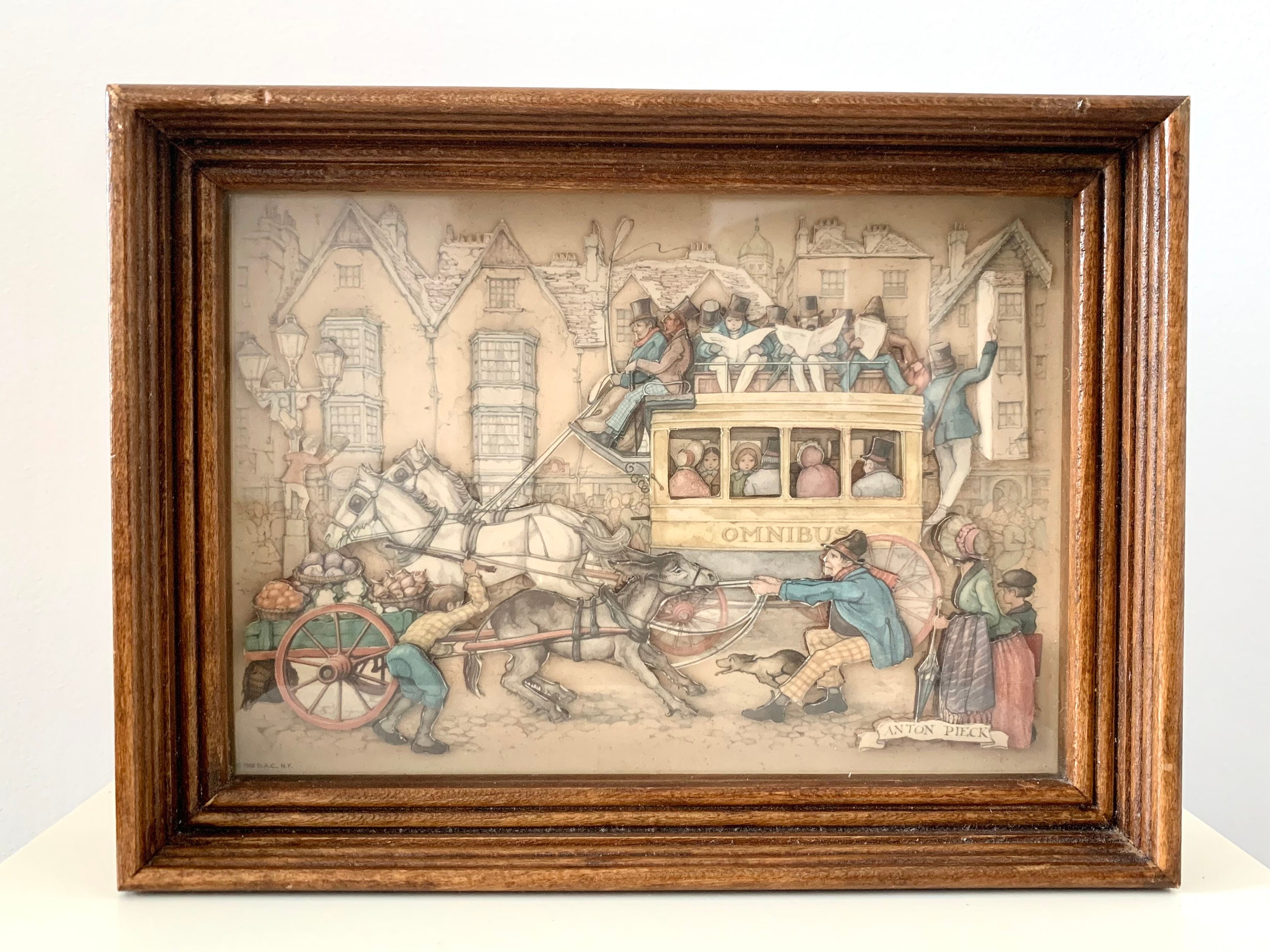 Vintage Anton Pieck 3D Diorama Shadow Box Wood Framed Art