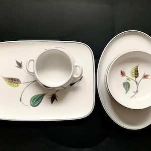 Vintage Mid-Century Modern Denby Langley “Spring” Stoneware Serving Platters & Bowls