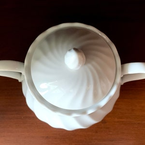 Vintage Mikasa Le Blanc Silk White Swirl Sugar Bowl & Lid image 7