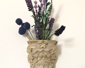 Vintage Art Nouveau Female Sculpture Wall Sconce Vase,Wall Hanging Pocket Planter