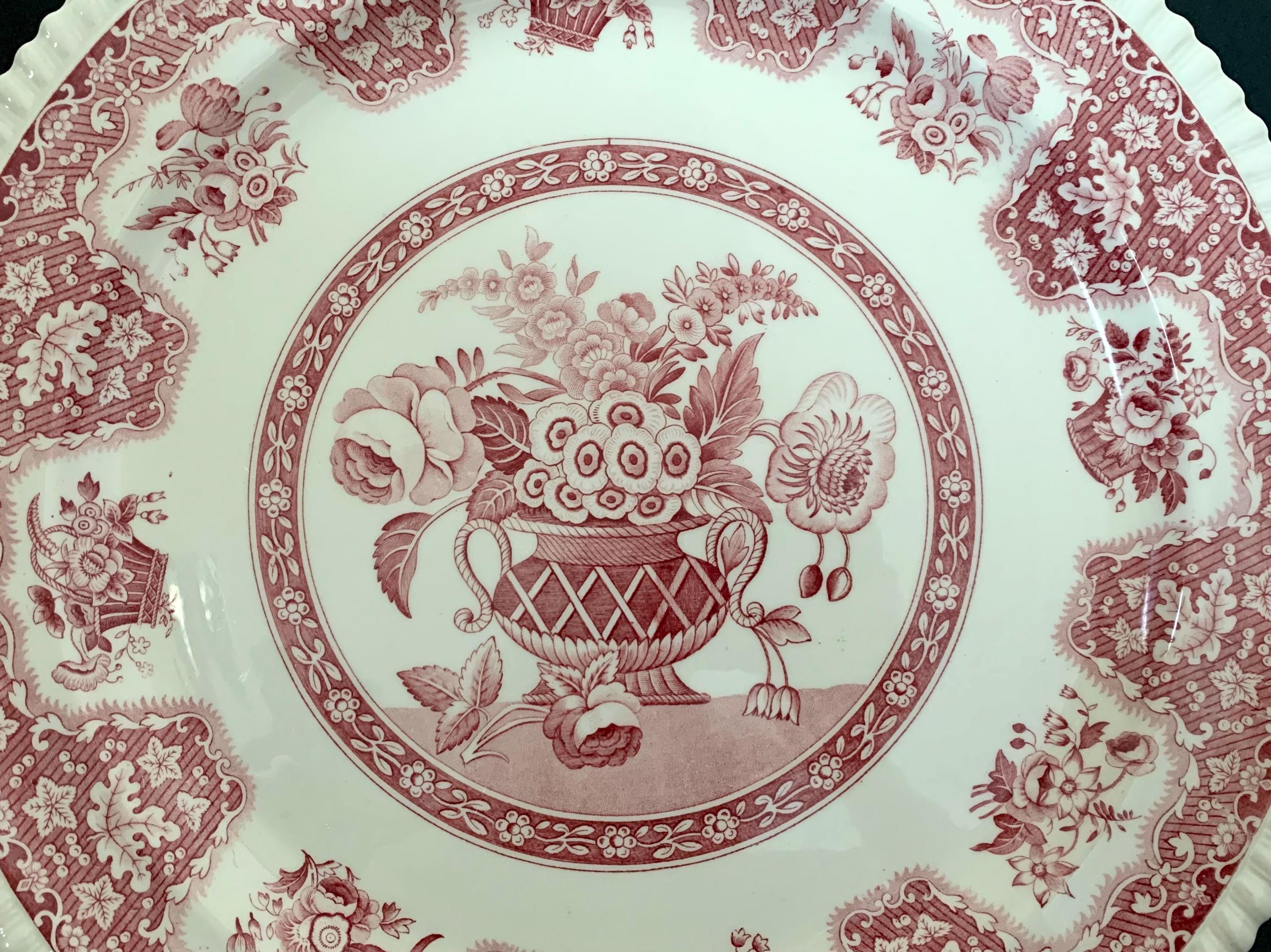 Vintage England Copeland Spode Round Pink Basket Earthenware 15 Inches ...