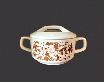 Vintage Lenox Temper Ware Woodspice Lidded Sugar Bowl, Temperware by Lenox, Lenox Woodspice