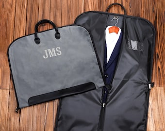 Capa para roupa impermeável personalizada, capa para terno com monograma, capa para roupa com alça de couro, presente para o pai do noivo, capa para terno com nome personalizado para padrinhos