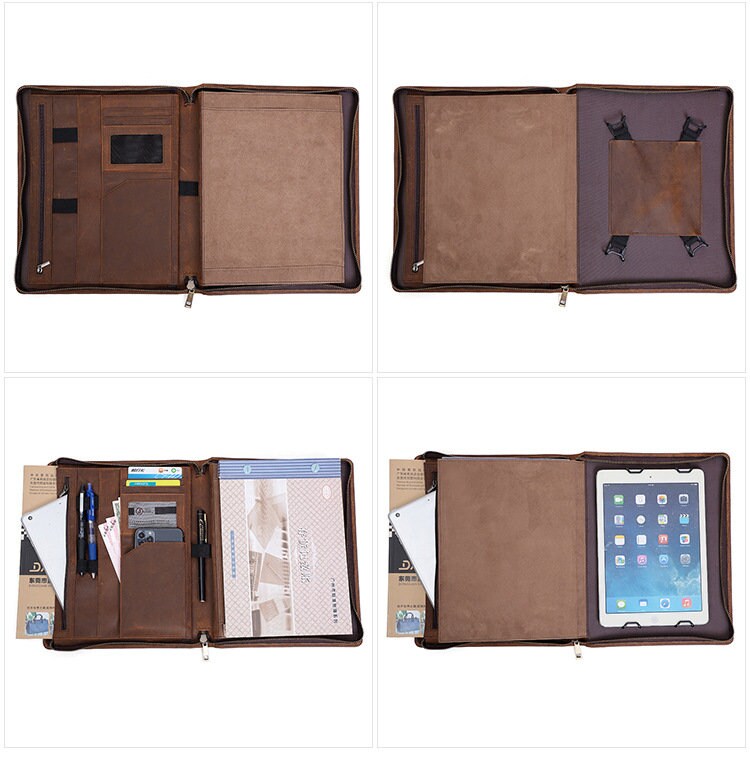 Vegetable tanned Leather iPad organizer case for iPad / A5 Etsy