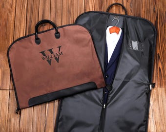 Oxford Cloth Suit Bag,Monogrammed Suit Bag,Leather Handle Garment Bag,Gift for Groomsmen,Father of Groom,Groomsmen Gift Custom Name Suit Bag