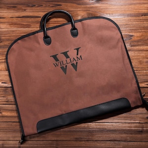 Oxford Cloth Suit Bag,Monogrammed Suit Bag,Leather Handle Garment Bag,Gift for Groomsmen,Father of Groom,Groomsmen Gift Custom Name Suit Bag