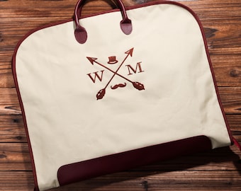 Groomsmen Gift Custom Name Suit Bag,Leather Handle Garment Bag,Gift for Groomsmen,Father of Groom,Oxford Cloth Suit Bag,Monogrammed Suit Bag
