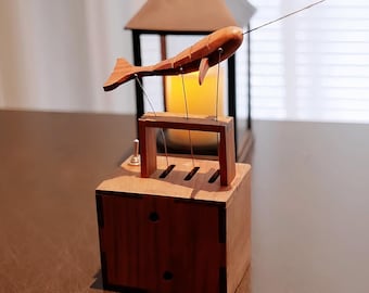 Handmade Wooden Whale Automaton Music Box: Creative Home Decor