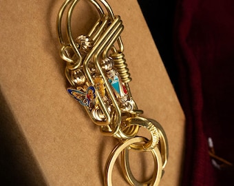 Handmade Brass Butterfly Keychain: Ethnic Charm Keyring