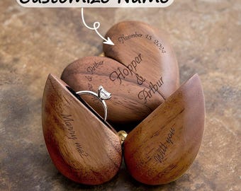 Customized Wooden Wedding Ring Box: Engraved Keepsake Gift