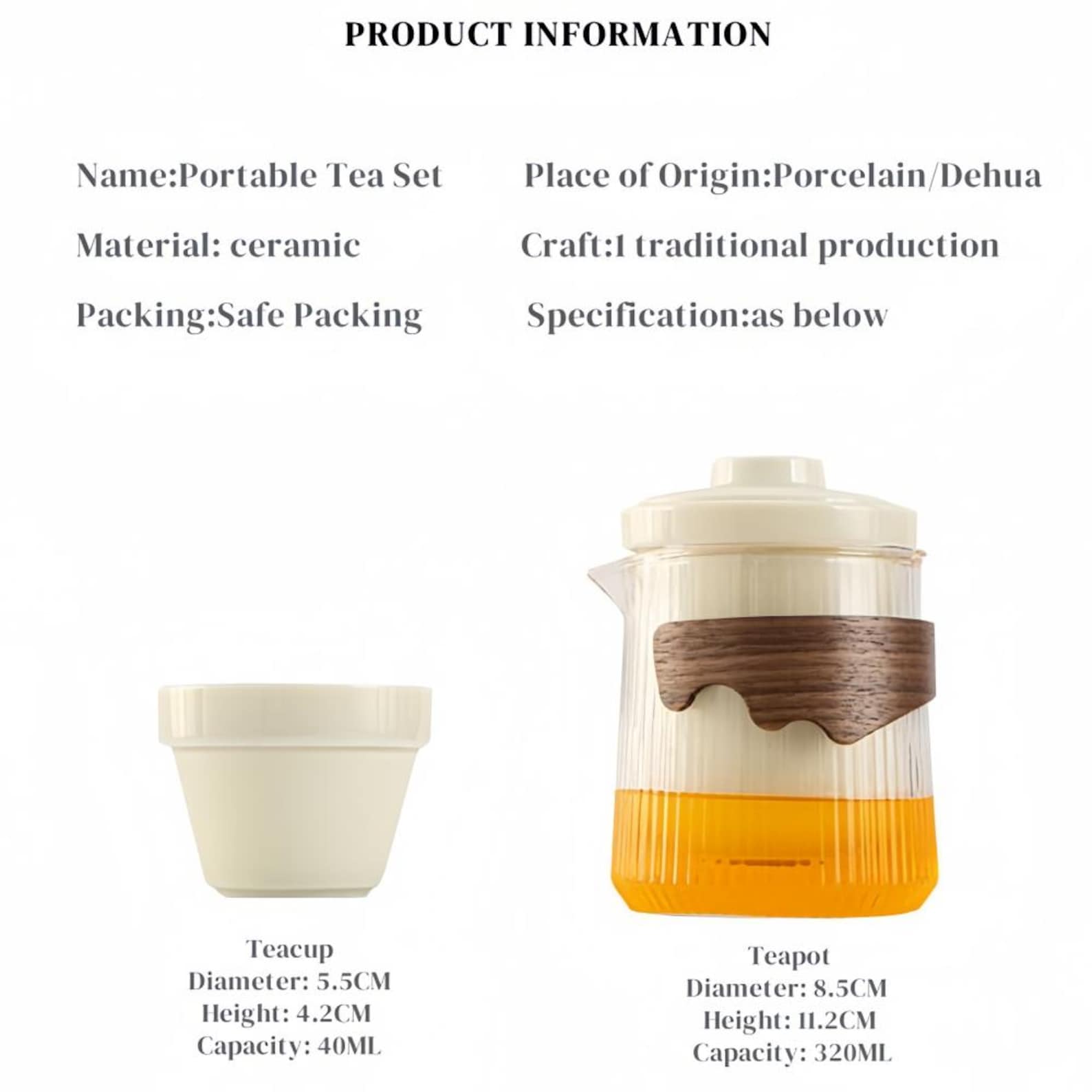 Portable Porcelain Tea Set – Travel Camping Tea Pot and Cups - Etsy