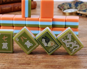 Jade Green American Mahjong Set, 3-Layer Painted Deep Engraved Acrylic Tiles, Unique Luxury Gift for Mahjong Lovers