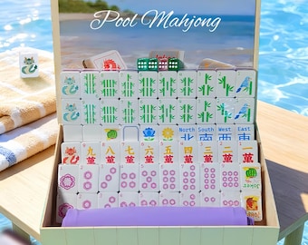 Mahjong para piscina, juego de mahjong americano flotante, fichas de mahjong impermeables, regalo perfecto para las vacaciones de verano.
