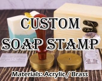 Finely Crafted Custom Acrylic /Brass Stamp For Handmade Soap /Pottery, Makers Mark Stamp For Pottery /Soap, Soap Bar Stamp, Signature Stamp