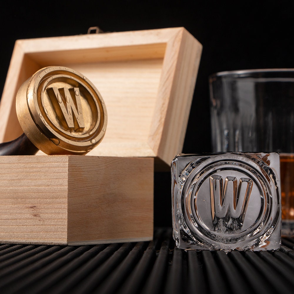 Make Your Logo Custom Ice Cube/Metal Embossing Stamp Cube Cocktail Ice Ball  With Wood Handle - Yahoo Shopping
