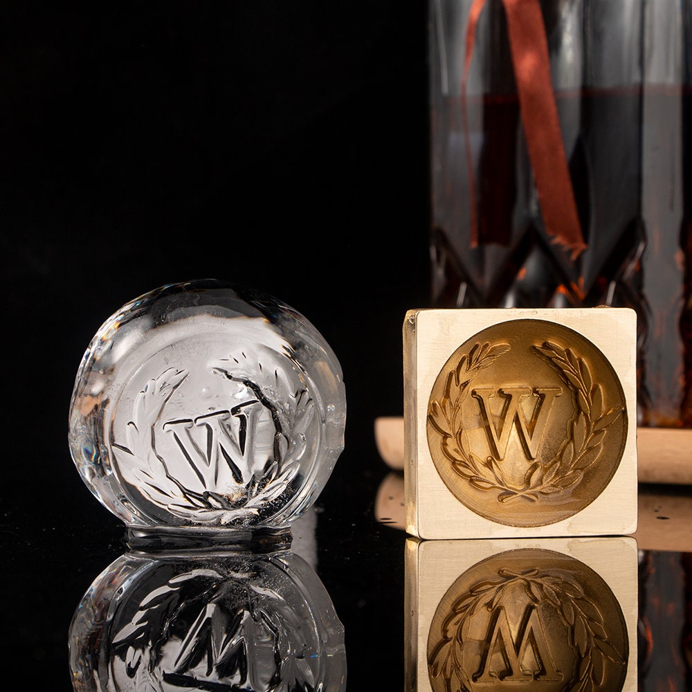 Custom Ice Ball Stamp for Bar, Monogram Ice Stamp, Cold Drink Stamp, Curved Ice Stamp, Sphere Ice Stamp, Christmas Gift for Him