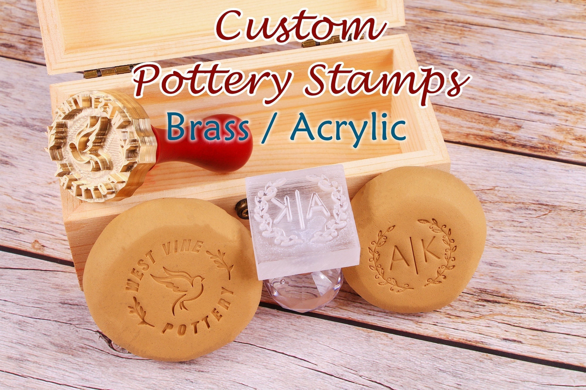 Custom Pottery Stamp Personalized With Your Initials or Symbol