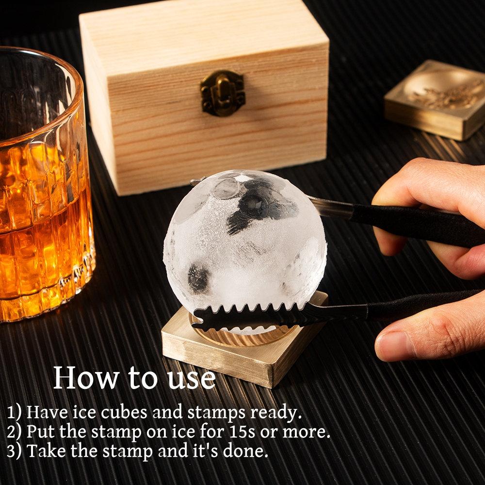 Custom Ice Ball Stamp for Bar, Monogram Ice Stamp, Cold Drink Stamp, Curved Ice Stamp, Sphere Ice Stamp, Christmas Gift for Him