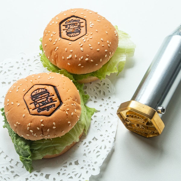 Brandeisen für Burger, Bügeleisen für Lebensmittel, Restaurant Logo Stempel, personalisierte Burger Stempel, individuelles Logo Stempel