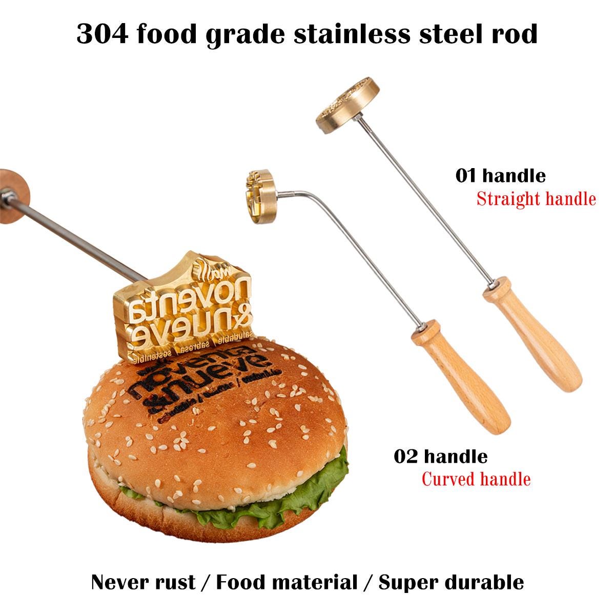 Personalized bread stamp, burger stamp iron, iron logo stamp food, cake stamp iron, custom branding stamp for bread, bread branding iron