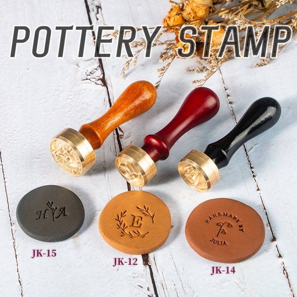 56 Designs für kundenspezifische Keramik-Stempel, keramische Signatur Stempel Logo, Geschenke für Töpfer Hersteller, Messing Stempel für Ton / Seife, personalisierte Keramik