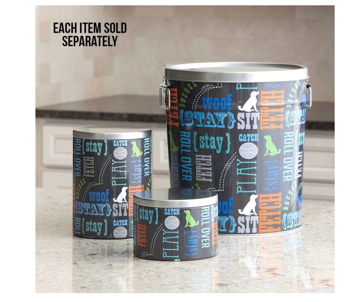 Paw Prints 37581 15 lb. Tin Pet Food Container Wordplay Etsy