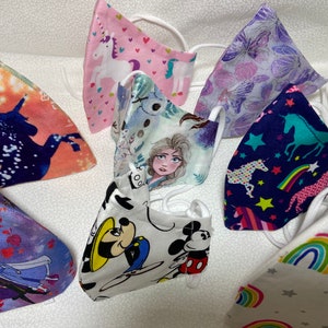 Unicorn face mask, Frozen face mask, Rainbow face mask, butterfly face mask, Mickey Mouse face mask/ kids mask/ adults mask / toddler mask