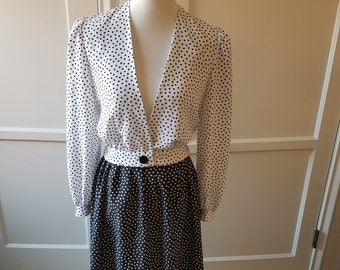 Vintage Kasper for A.S.L. polka dot skirt set