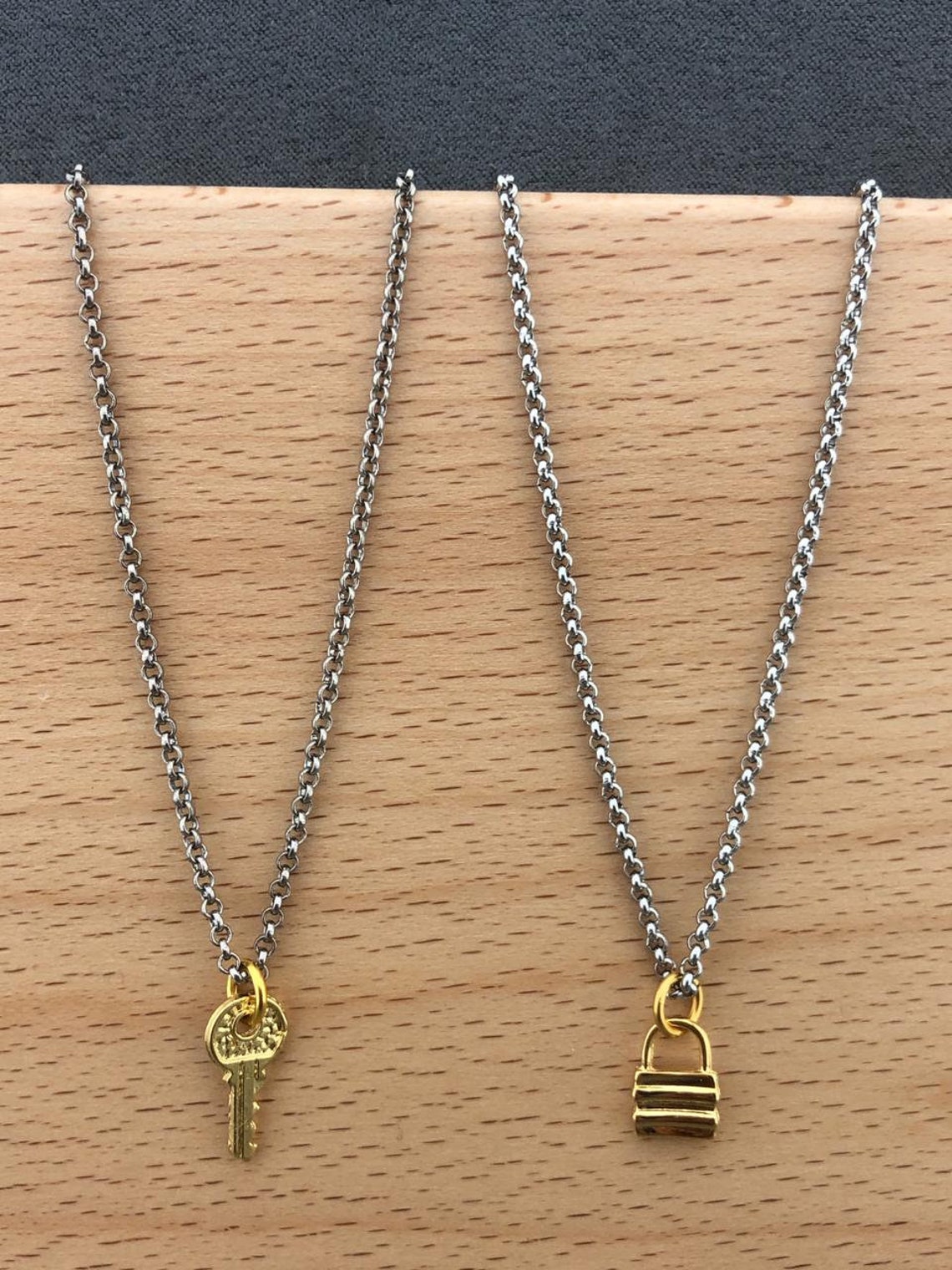 Couples Necklaces/ Rhodium Plating Chains/ 22k Gold Plaited - Etsy Ireland