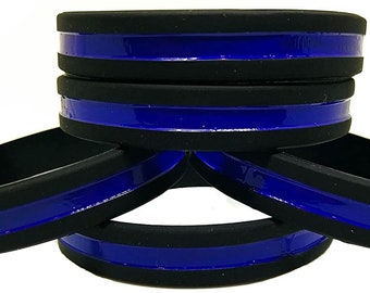 Police Officers Patrol Awareness Support Blue Lives Matter Leo Thin Blue Line Silicone Wristband Bracelets Value Pack