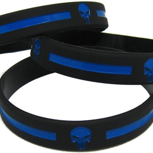 5 Braccialetti Thin Blue Line – Sostieni La Polizia – Fascia In Silicone Per Consapevolezza