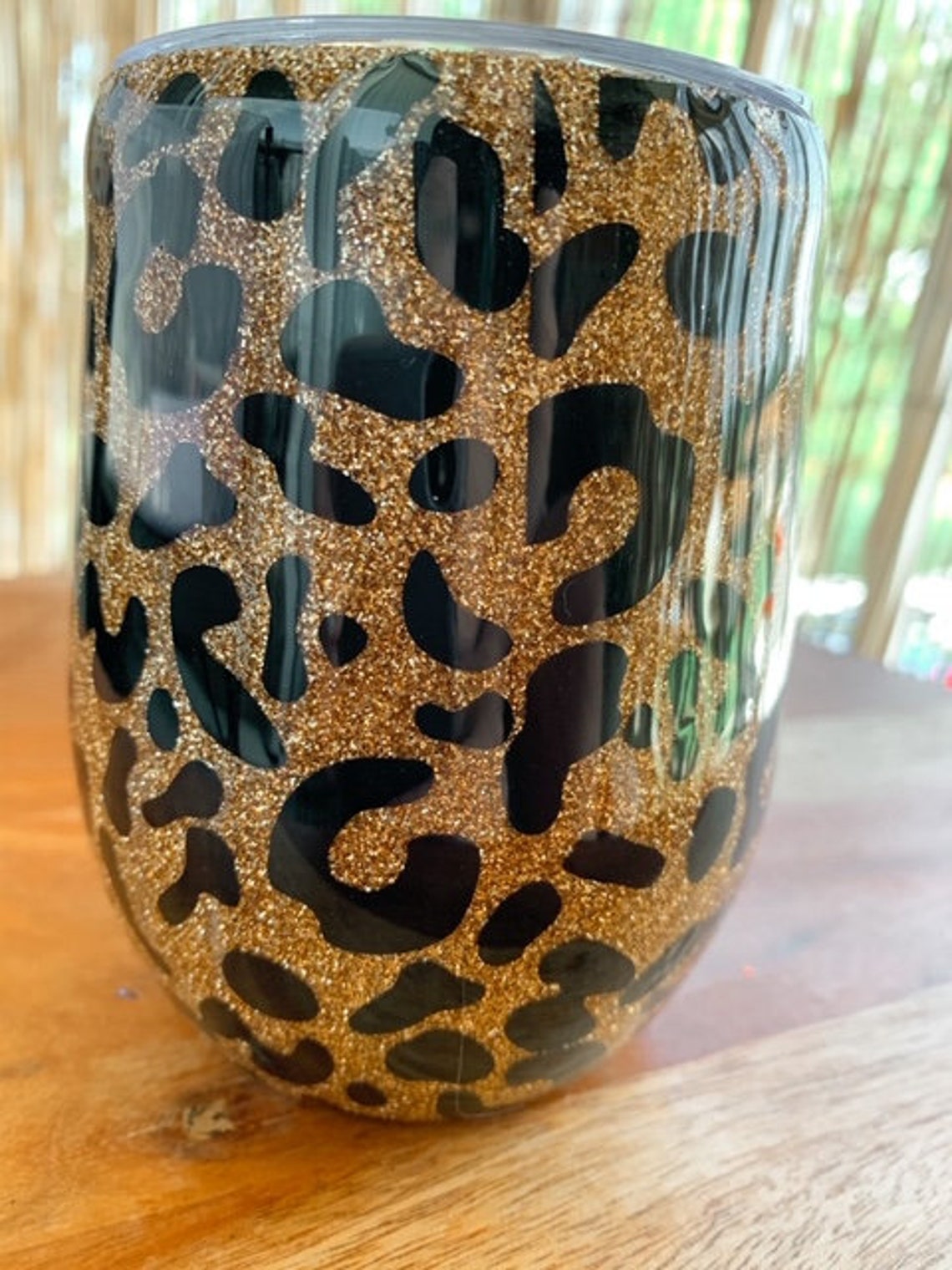 Leopard Print Wine Tumbler Glitter Wine Tumbler Cute Wine Etsy