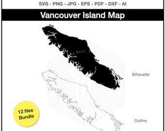 Vancouver Island Silhouette & Outline Bundle Digital SVG PNG Image/Printables/Stencils For Cricut/Cutting machine + CNC/Laser Engraving