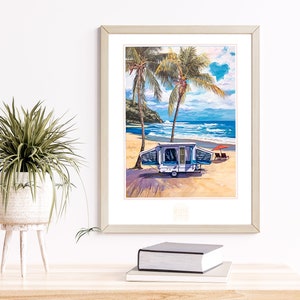 Fine Art Print | 22&quot; x 28&quot; Rolled Print | Sandy Beaches Camping Scene
